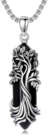TRISHULA Collier arbre de vie en cristal de guérison pour hommes en argent sterling 925 Pendentif arbre de vie Bijoux pour cadeaux pour femmes et maris
