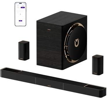 ULTIMEA Skywave X70 7.1.4ch, Soundbar 980W, Professional Wireless Surround Sound System for TV w/Dolby Atmos,10 Wireless Subwoofer, 20Hz Low Frequency, GaN Amplifier, 4K HDR Pass-Through
