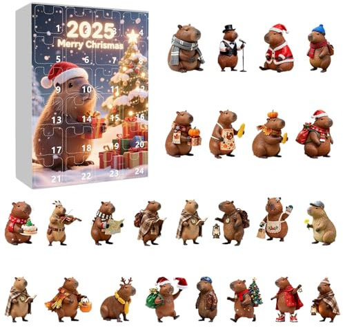 Adventskalender – Tierdekoration Capybara aus Acryl 2D, Urlaubskalender für 24 Tage, für Weihnachtsbaum, Haus, Party, Saisonal, Büro, Jugendliche