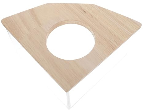 BESTOMZ Bañera de Arena Transparente para Hámsters y Pequeños Animales Diseño Multifuncional y Cubierta de Madera Agujero, Fácil de Almacenar y Usar Hogar