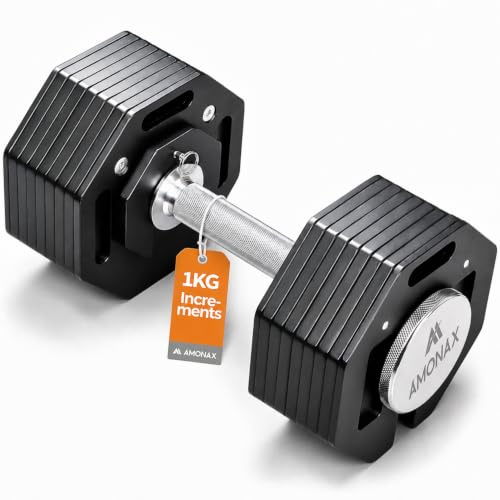 Amonax Adjustable Dumbbells Set, up to 20KG-36KG, Dumbbell Weights Set | Home Gym Strength Training, All-Steel Dumbell Set for Men and Women, Fast Plate Changes, Flat-Sided Plates, Space Saving