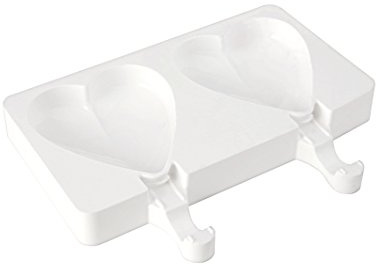 silikomart | GEL03 Silikon Eiscremeform HEART-IC, Antihaft, 2 Eiscreme-Herzen, Packung mit 1 Form + 50 Holzstäbchen, Easy Ice Cream, 91 x 85 h 23 mm, Volumen 192 ml, Made in Italy