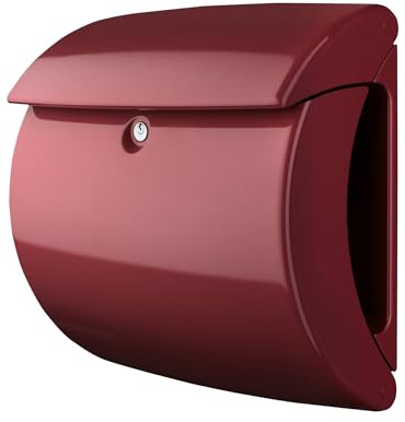 Burg-WÄCHTER Briefkasten mit Zeitungsfach ohne Namensschild, Kunststoff, Einwurf-Format DIN C4, 2 Schlüssel, Piano 886 M, Dunkelrot