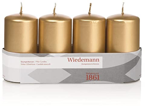 Wiedemann Flachkopfkerze 4er Riegel lackiert 100/50mm (Gold)