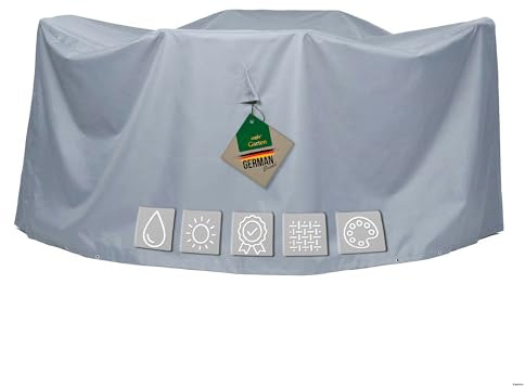 Mehr Garten Abdeckung Gartenmöbel Sitzgruppe rund, Ø200x94 cm, 600D Oxford | wasserdicht, UV-beständig, reißfest und winterfest - robuste Schutzhülle für Gartentisch und Gartenstühle mit Kordelzug