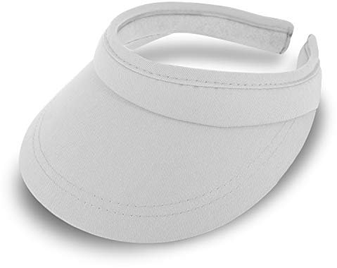 fiebig Visor | Schattenspender für das Gesicht | Clipvisor in One Size | In vielen Farben aus 100% Baumwolle | Sommerkappe mit Frotteeband Innenfutter | Sonnenschutz Schirmcap (weiß)