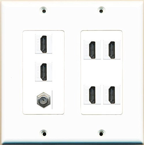 RiteAV 6 HDMI 1 Koax Kabel TV-Dual Gang Deko Typ weiß