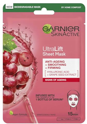 Garnier Masque en tissu anti-âge ultralift pour le visage, 28 g (l'emballage peut varier)