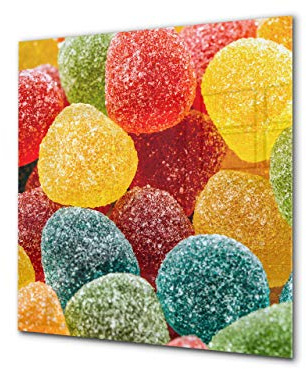 Stunning printed Glass backsplash – Tempered glass kitchen wall panel BS06 Pastries and sweets: Colored Jellies