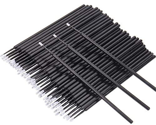 400 PCS Micro Applicator Brushes Disposable Eyelash Extension Micro Brush Mascara Wands For Lash Remover Brush Tools Black(head diameter 1.5mm)