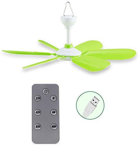 newwyt Ventilateur de plafond USB avec télécommande 5 W - Pour lit, camping, extérieur, camping-car, tentes, etc. - Câble d'alimentation 2,4 m