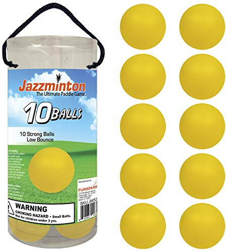 Jazzminton Speed Ball Yellow 10 Pack for Fast Play with Wooden Paddles - Family Fun Paddle Game for Outdoors
