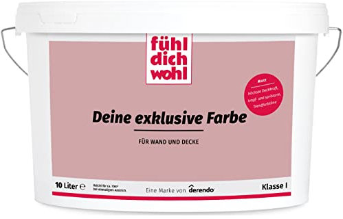 derendo Fühl Dich Wohl Wandfarbe rosa, matte Farbe, hohe Deckkraft, verschiedene Rosafarbtöne zur Auswahl (10L, Kirschblüte)