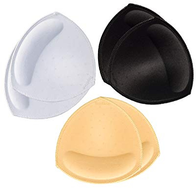 TopBine Lot de 3 paires de coussinets pour soutien-gorge, bikinis, brassière de sport amovible, forme triangulaire, 3 couleurs., Large