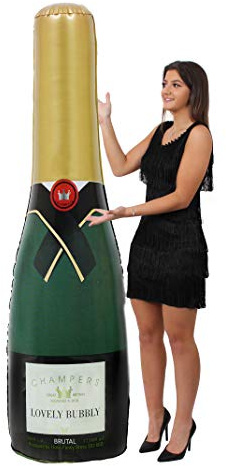 I LOVE FANCY KLÄNNING gigantisk uppblåsbar champagneballongflaskor 1,8 m – paket med 1 – festfestival nyårsfirande pool sommar 180 cm lång