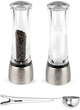 Peugeot Daman U'Select - Molinillo de sal y pimienta sin eje (20,25 cm, acero inoxidable, con cuchara)