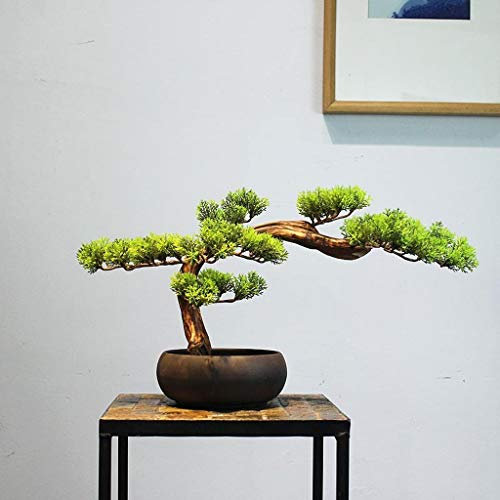 XXXXW Handmade Simulation Tree Welcoming Pine Artificial Bonsai, New Chinese Zen Ornaments Small Potted Pine Tree Living Room Porch Tea Table Decoration Ornaments Artificial Potted Plants Fake Plant
