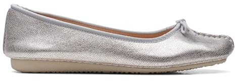 Clarks Damen Freckle Ice Ballerinas, Silver Metallic, 39 EU