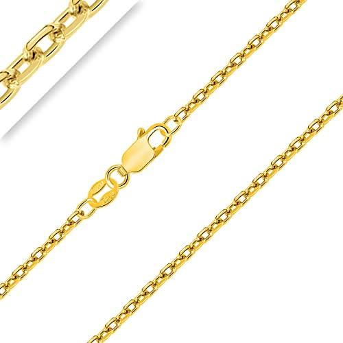 Planetys Gliederkette, diamantiert, Sterling-Silber 925/1000, 18 Karat Gelbgold, Breite 2,5 mm, 40 – 45 – 50 – 55 – 60 – 65 – 70 cm