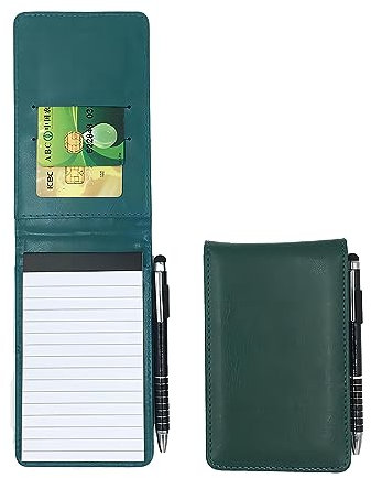 Bailinks liten anteckningsblock fickstorlek, a7 bärbar mini läder anteckningsblock memo bok med penna, ficka anteckningsbok för arbete restauranger kontor skolor (grön)