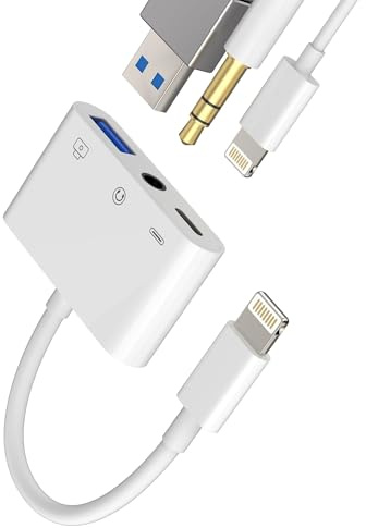 Adaptador USB para iPhone Lightning a 3.5 mm Auricular Cargador Jack Cable OTG 3.0 USB A Toma Cámara Flash Charger Auriculares Accesorio para Apple 14 13 12 11 Pro MAX 7 8 Plus X Se XS XR iPad