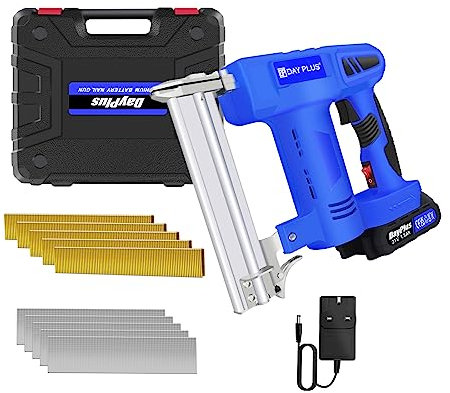 Cordless Stapler/Staple Gun UniversalTacker 21V, Stapling in Soft and Hard Wood,500pcs Staples and 500pcs Nails, with Portable Case