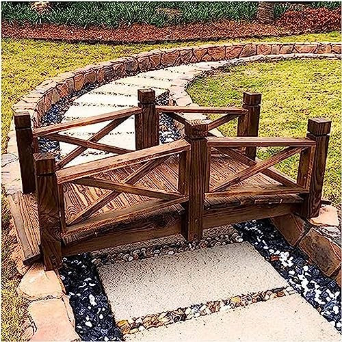 Gruytoie Ponte da Giardino All'aperto, Ponte per Laghetto Decorato con Finitura Macchiata per Feste di Matrimonio/Cerimonia di Laurea, Passerella Ad Arco in Legno con Letto da Cortile/Torrente