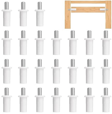 UFURMATE Spring Loaded Repair Pins, 24Pcs Plastic Blinds Repair Pins Cabinet Door Repair Metal Pins Damper Replacement Repair Pins Cabinet Furniture Shelf Pins Support, Dia 6.8mm (White)