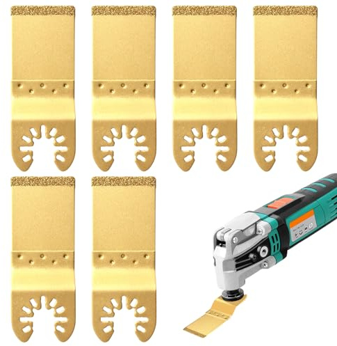 Paquete de 6 hojas de sierra oscilantes de 35 mm, hoja multiherramienta de extremo de carburo, cuchillas universales de carburo de liberación rápida, kits multiherramienta de carburo de titanio para