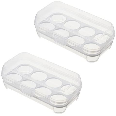 Hemobllo 2 pezzi porta uova con 8 scomparti in plastica trasparente contenitore per uova per frigorifero, contenitore protettivo per la conservazione della freschezza