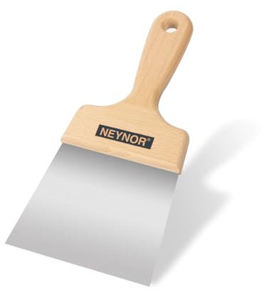 NEYNOR® Couteau à Enduit en Inox 140 mm - Spatule de Façade à Lame Plate - Couteau à Enduire avec Lame - Manche en Bois - Made in EU