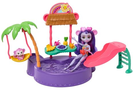 Enchantimals Sunshine Island Muñeca Mono con Set de Juego con Piscina y Accesorios, Juguete +4 años (Mattel HTW73)