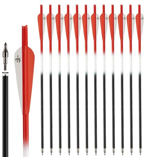 S F Armbrustbolzen, Armbrustpfeile aus Carbon für die Jagd und Zielübungen (12er-Pack)