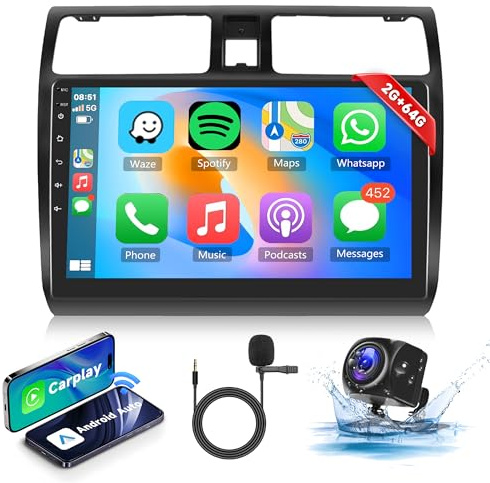 2G 64G Android Car Stereo for Suzuki Swift 2005-2010 with Wireless Carplay Android Auto, Rimoody 10.1 Inch Touch Screen Car Radio with GPS Navigation Bluetooth FM/RDS/EQ WiFi Mirror Link Backup Camera