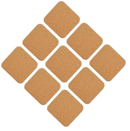KONTONTY 12 Posavasos Cuadrados De Corcho y Madera Antideslizantes Protección De La Mesa