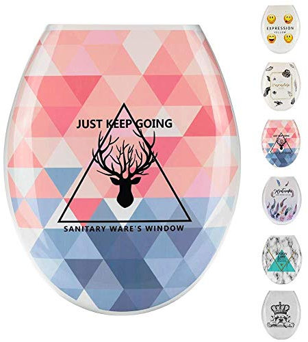 Toilettensitz, einfach zu montieren, schönes bedrucktes Design, Ersatz, verdickter Toilettendeckel, universelle U-Typ-PP-Platte für Badezimmer, Pink Deer