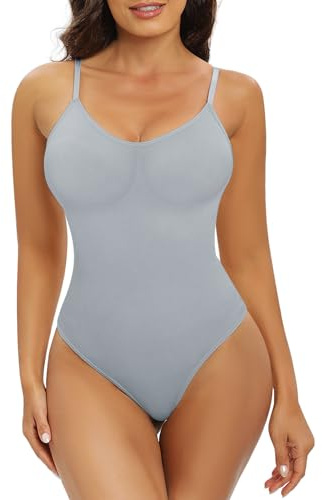 Xnova Kroppsformande body för dam, med string, magkontroll och krokstängning i grenen, shapewear, överdel, osynliga underkläder för platt mage, XL