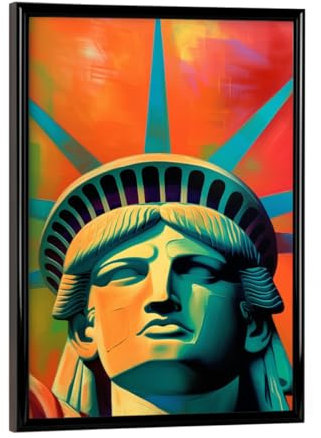 artboxONE Poster mit schwarzem Rahmen 18x13 cm Stdte/New York Miss Liberty Popart - Bild Statue of Liberty