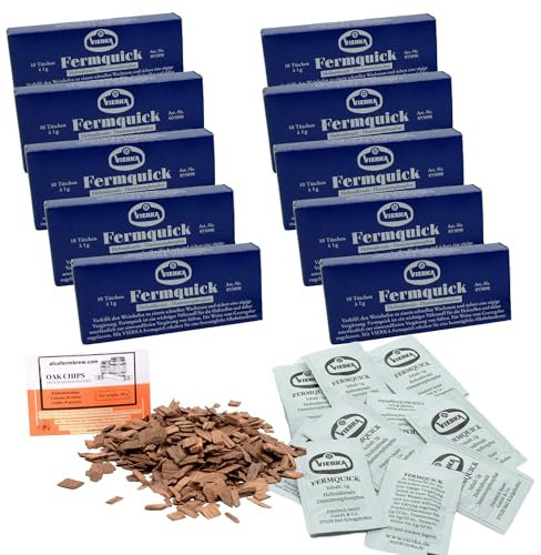 10 x Vierka Hefenährsalz Fermquick 10 x 1g + Französische Eichenchips - Nährstoff für Weinhefe, Weinnährstoff, Nährstoff für Weinhefe