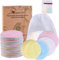 Almohadillas desmaquillantes de fibra de bambú】Discos de algodón desmaquillante lavable】 24pcs+ 2 bolsas de lavado 】 Material de fibra de bambú suave 丨Lavable y reutilizable】Antibacterias丨 Embalaje