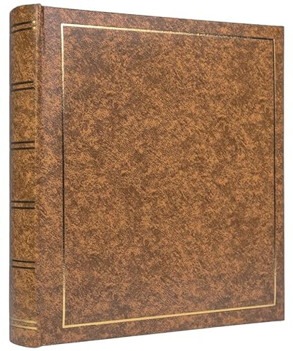 Ertom Fotoalbum Einsteckalbum Classic 22x22 cm, Album mit platz für Bildbeschreibung, Taschenalbum aus Vinyl-Ökoleder, Fotobuch für 200 Fotos 10x15, braun