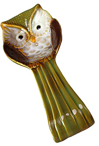 LABRIMP Eule Löffelhalter Keramik Löffelablage Für Herdplatte Tierischer Utensilienhalter Küchen Gadget Für Zuhause Dekorative Löffelablage Für Essstäbchen