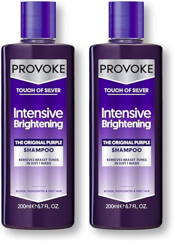 PROVOKE Touch Of Silver Brightening Purple Shampoo 200 ml, Neutralises Yellow and Orange tones, Formulated with Violet and Blue Pigments (Pack of 2)