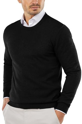 COOFANDY Pull Fin Homme Pulls col Rond en Coton Pull en Maille Homme Regular Fit Pullover pour Hiver Sweats Noir XXL