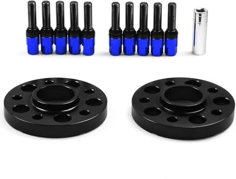 Spurplatten Für X5 G05 Für X7 G07 2018 Für Mini 20mm 66,6mm 5x112mm Hub Zentrische Bohrung Spurverbreiterungen M14x1,25 Konische Schrauben W/Kugel Schrauben Distanzscheiben Auto(Blue bolts)