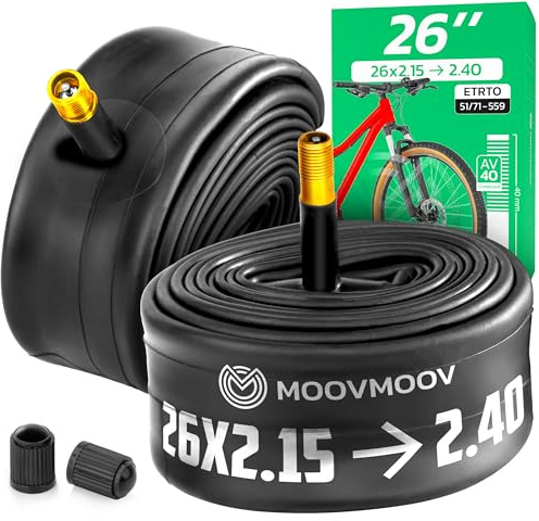 MOOVMOOV Cykelslang 26 Tum - Passar Däck 26x2.15, 26x2.20, 26x2.25, 26x2.30, 26x2.35 och 26x2.40 (ETRTO 51-559 till 71-559) - Schrader-ventil