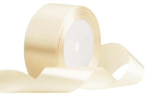 OUTPGAGA Cremeweiß Satinband 40mm x 22m Geschenkband für Hochzeit Basteln | Schleifenband für Geschenkverpackung Verzieren von Blumensträußen, Haarschmuck und Kleidung, Schleifen, Geburtstage
