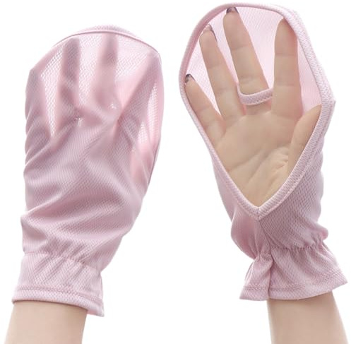 CULEO Guanti da ciclismo da donna, 1 Guanti anti-sole a due mani protezione UV guanti senza dita traspiranti e freschi per guida e ciclismo all'aperto da donna e da uomo (rosa)
