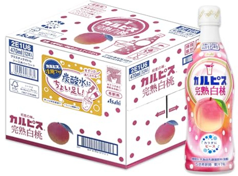 Asahi Calpis Concentrated Drink Assortment 470ml Bottles (Box of 12) – Makes 15 Servings per Bottle – Authentic Japanese Beverage (Box of 12, Peach Flavour)