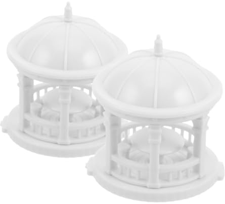 KONTONTY 2pcs European Style Pavilion Model Miniature Round Fence Gazebo Scale DIY Dollhouse Furniture Fairy Garden Landscape Ornament